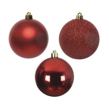 Christmas Shatterproof Baubles Red set of 34
