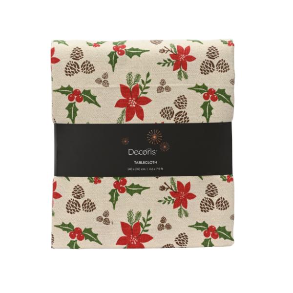 Christmas Poinsettia tablecloth  240cm X140cm 