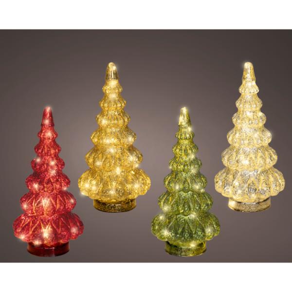 Christmas Micro LED glass tree 4 assorted 