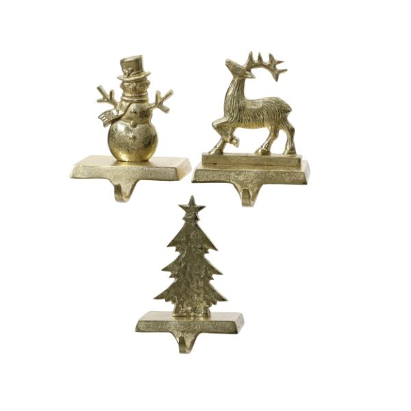 Christmas Stocking holders Gold 3 assorted 