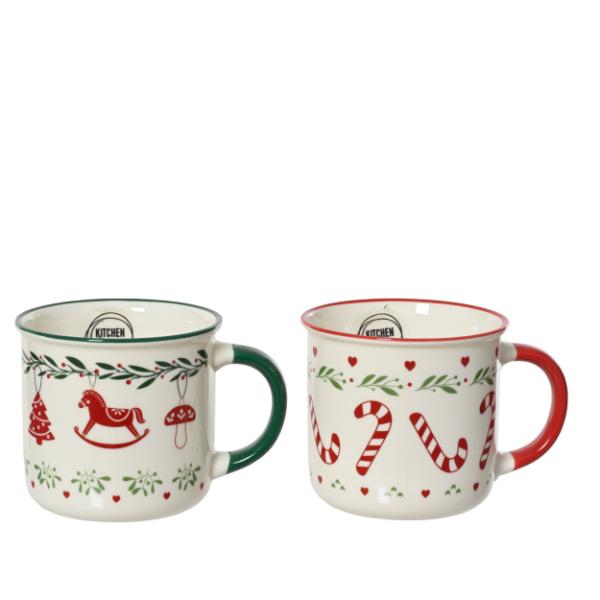 Christmas Candy cane  Mugs 2 assorted 