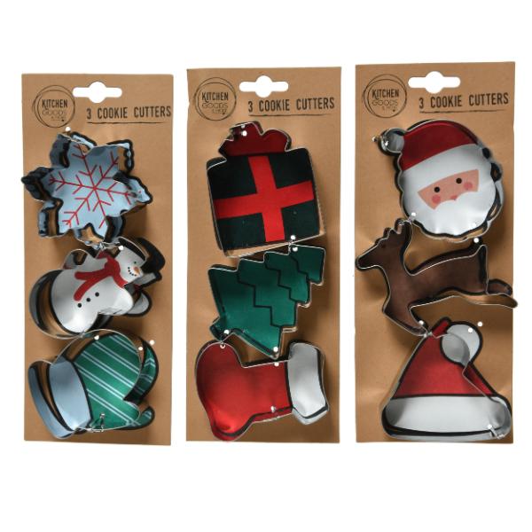 Christmas Cookie Cutter set of 3, 3 assorted 