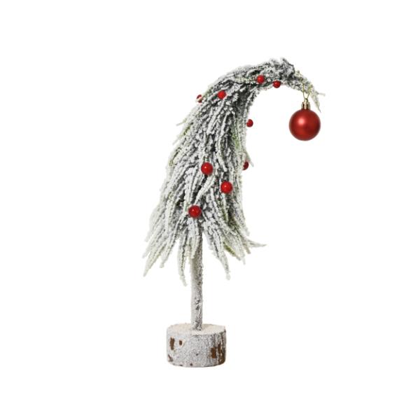 Christmas Snowy Tree Red baubles Medium 48cm