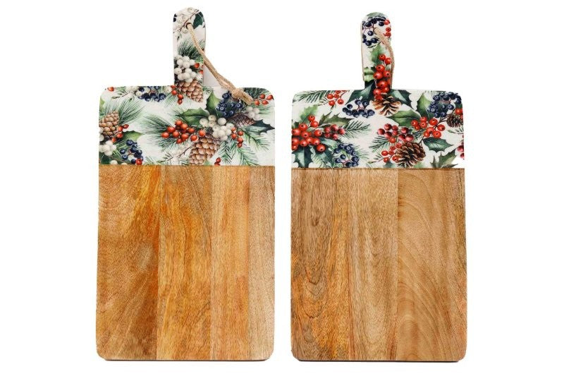 Christmas Berry Enamel Wooden Chopping Board 50cm 2 Assorted