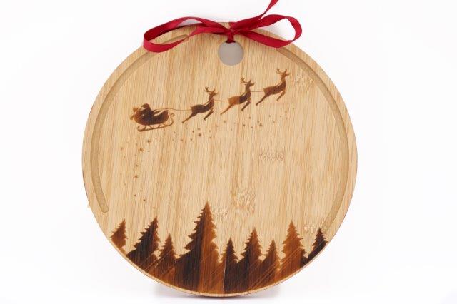 Christmas Sleigh Chopping Board Round  25cm 