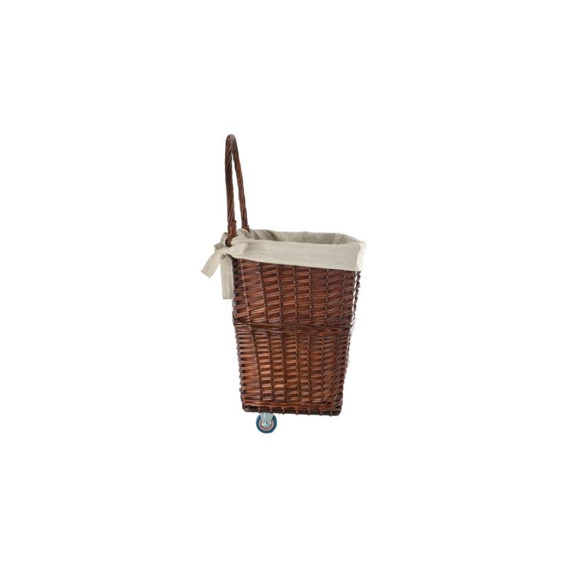 Natural Willow Large Firelog Cart with Canvas Liner