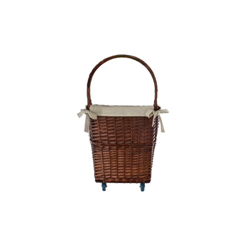 Natural Willow Large Firelog Cart with Canvas Liner