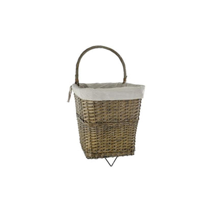 Natural Willow Large Firelog Cart with Canvas Liner, Grey