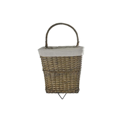 Natural Willow Large Firelog Cart with Canvas Liner, Grey