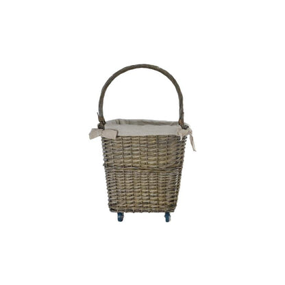 Natural Willow Large Firelog Cart with Canvas Liner, Grey