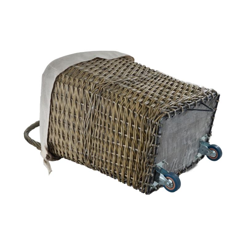 Natural Willow Large Firelog Cart with Canvas Liner, Grey