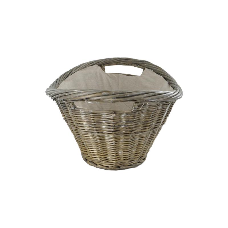 Natural Willow Oval Basket with Canvas Liner, Grey