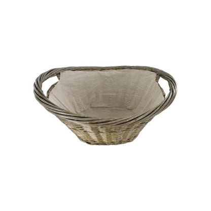 Natural Willow Oval Basket with Canvas Liner, Grey