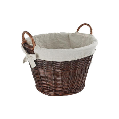 Natural Willow Round Basket with Canvas Liner 
