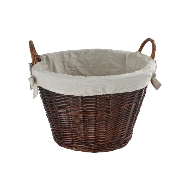 Natural Willow Round Basket with Canvas Liner 