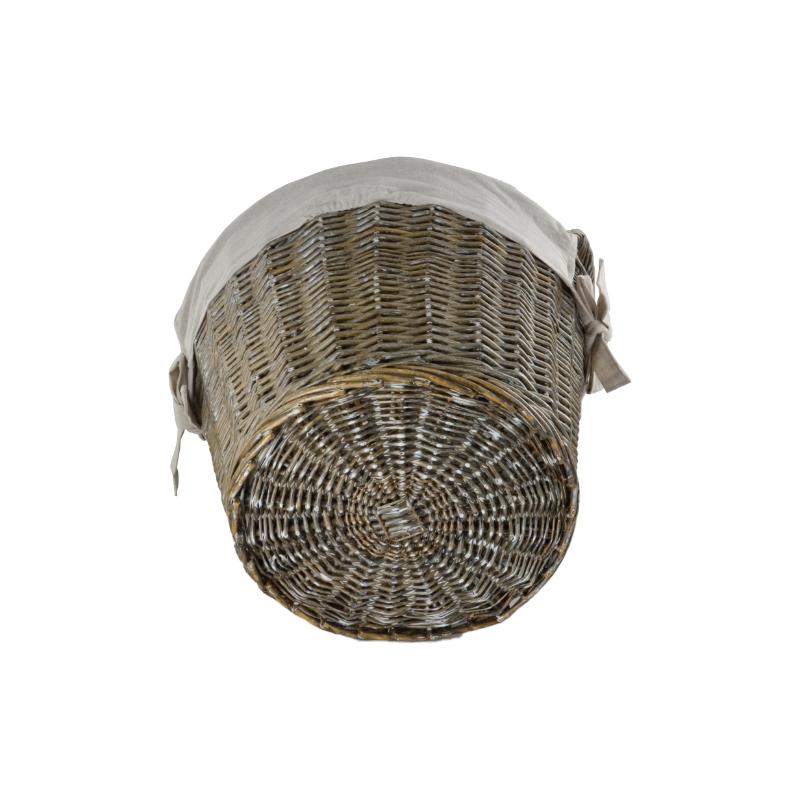 Natural Willow Round Basket with Canvas Liner, Grey