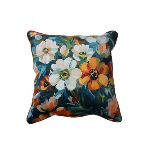 Fervor + Hue Velvet Floral Border Cushion 45x45cm