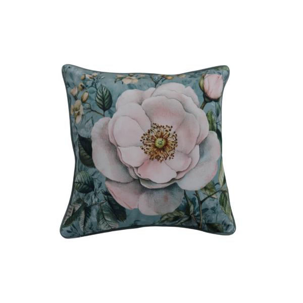 Fervor + Hue Velvet Classic Vintage Floral Pink Cushion 45x45cm
