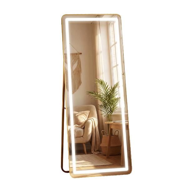 Led Modena Cheval Mirror Gold 160 X 50Cm