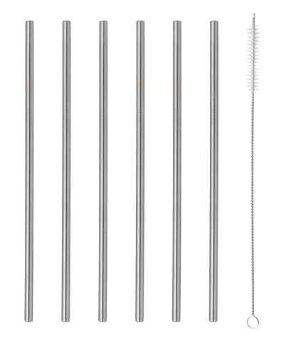 Viners Barware 6Pce Long Steel Drinking Straws G