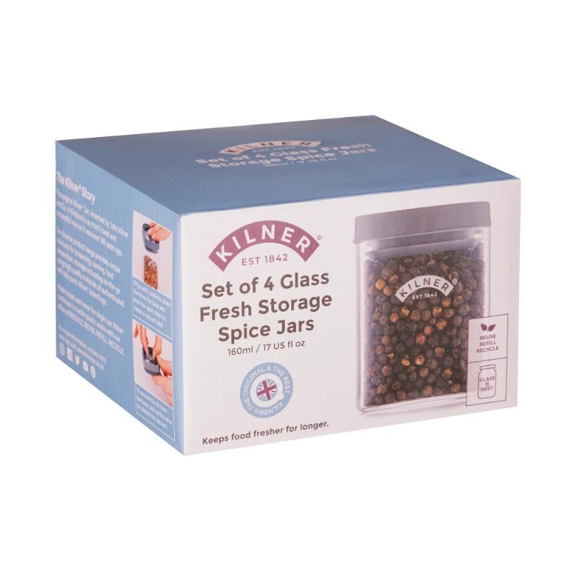 Kilner Storage Kilner Fresh Storage 4Pce Spice Jar Set 0.16 Litre – Co-Op Superstores
