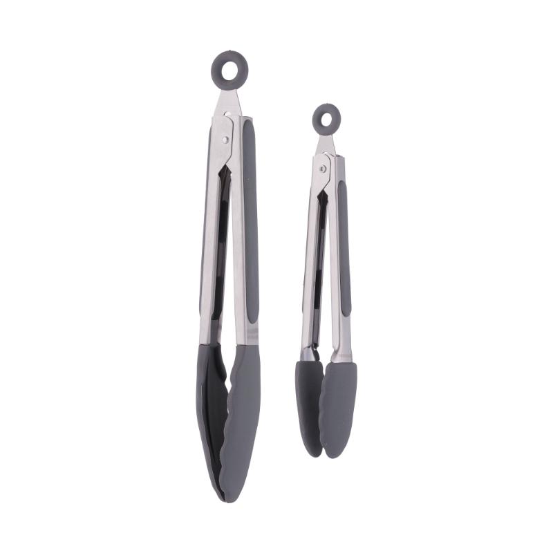 Viners 2 Piece Tong Set Stainless Steel with Silicone