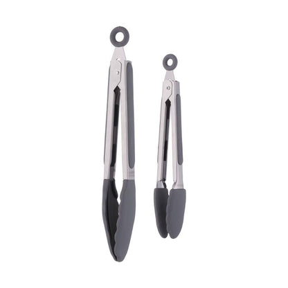 Viners 2 Piece Tong Set Stainless Steel with Silicone