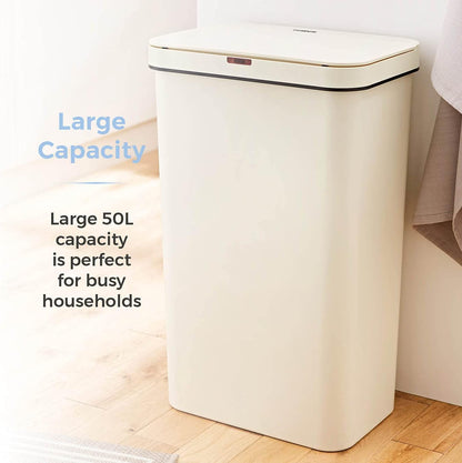 50L Rectangular Sensor Bin Cream