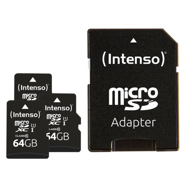 Intenso microSD Card UHS-I 64GB SDXC Premium triple pack