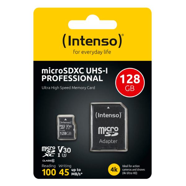 Intenso microSD Card UHS-I 128GB SDXC Professional - 100MB/s