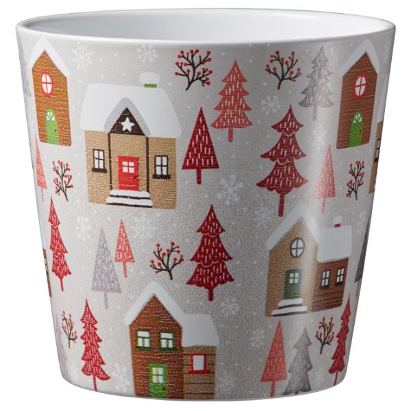 Sk Indoor Pot  Dallas Christmas Style Winter Village / White D14Cm X H13Cm