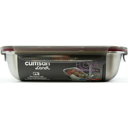 Candl Cuitisan Flora Rectangular Stainless Steel Microwaveable Container 1900Ml