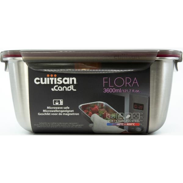 Candl Cuitisan Flora Rectangular Stainless Steel Microwaveable Container 3600Ml