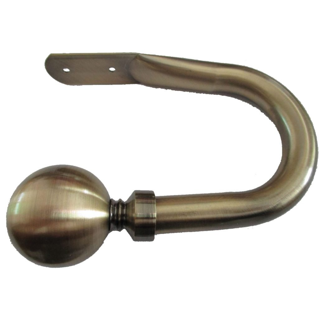 De Vielle Essential Metal Curtain Holdbacks Ant Brass Ball 2 Pack