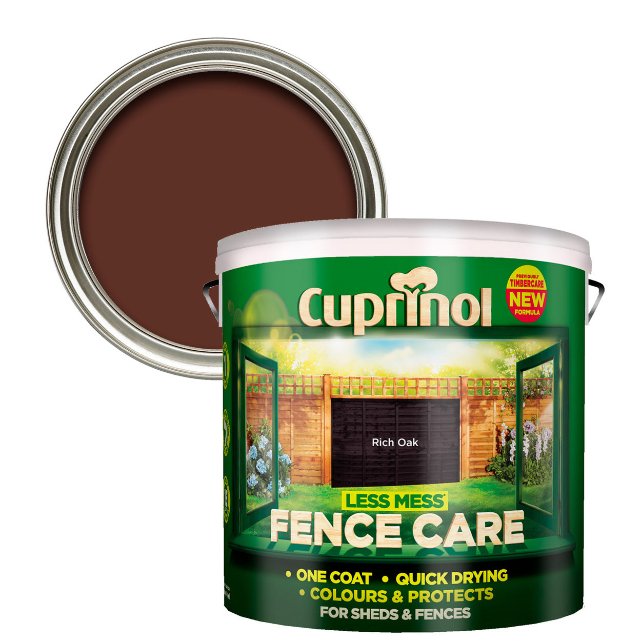 Cuprinol Less Mess Fence Care Rich Oak 9L