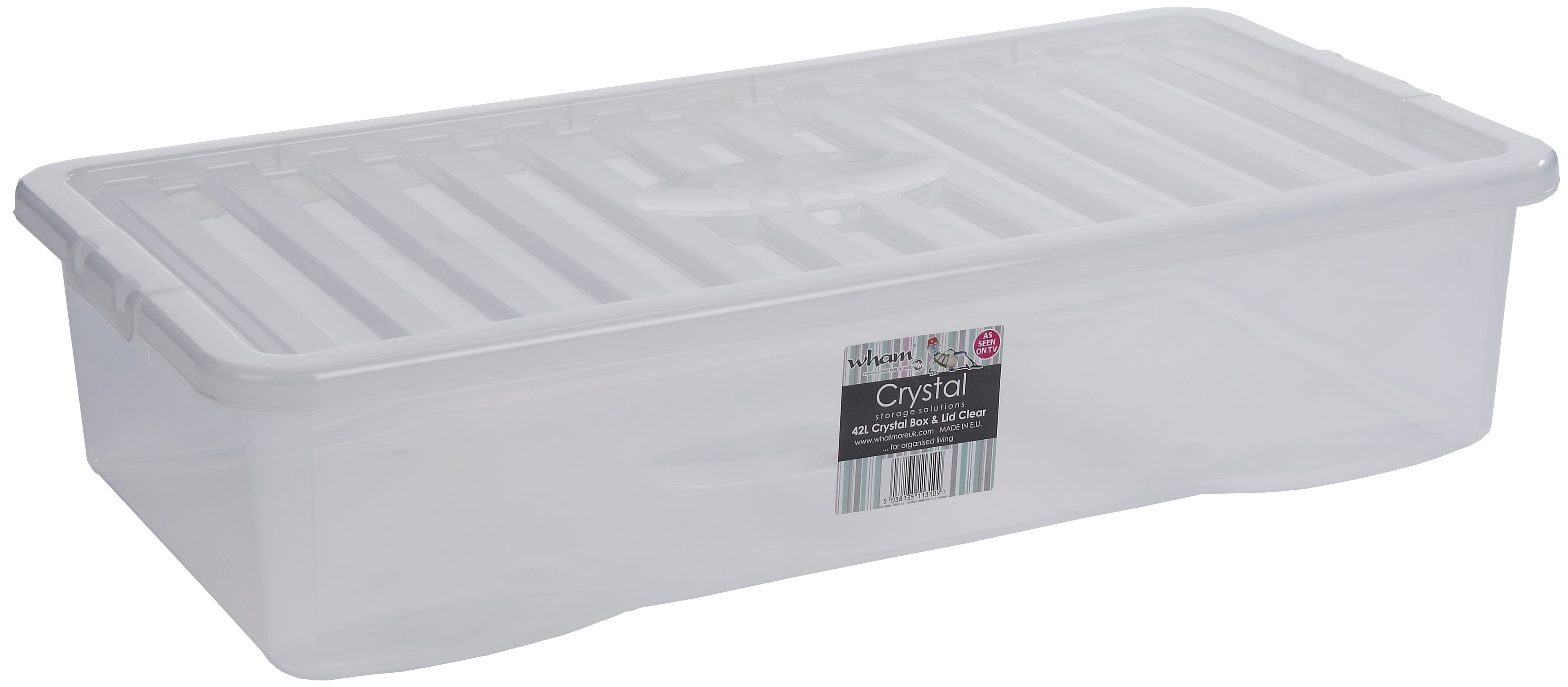 Wham Crystal Under Bed Plastic Storage Box 42Ltr Clear