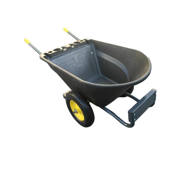 Twin Solid Wheel Polytray Wheelbarrow 120L 250kg Black