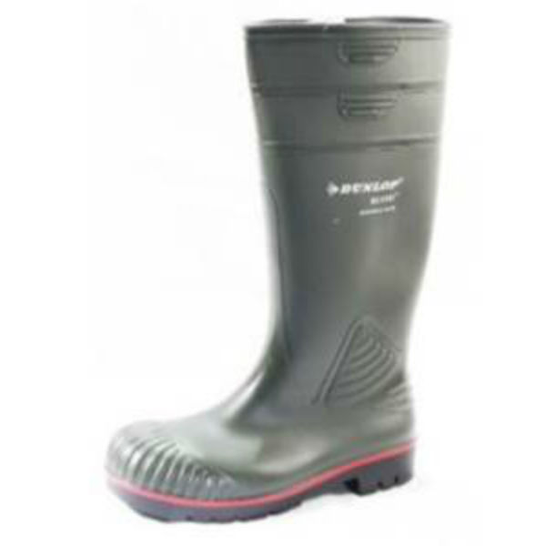 Dunlop Acifort Full Safety Green Boot With Red Stripe