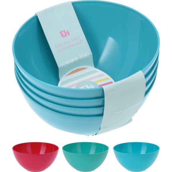 Set Of 4 Polypropane Bowls 3 Assorted Colours