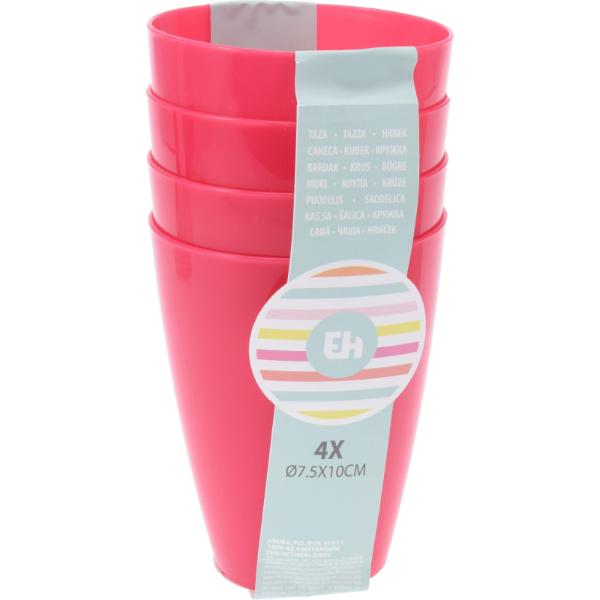 Set Of 4 Polypropane Mugs 3 Assorted Colours