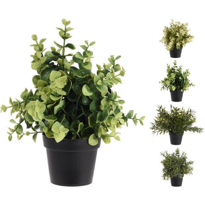 Artificial Plant In Black Pot 23cm In 4 Assorted Designs