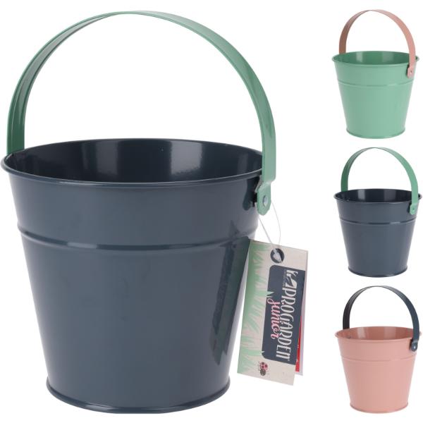 Childrens Steel Bucket with Handle In 3 Assorted Colours H13xD16cm