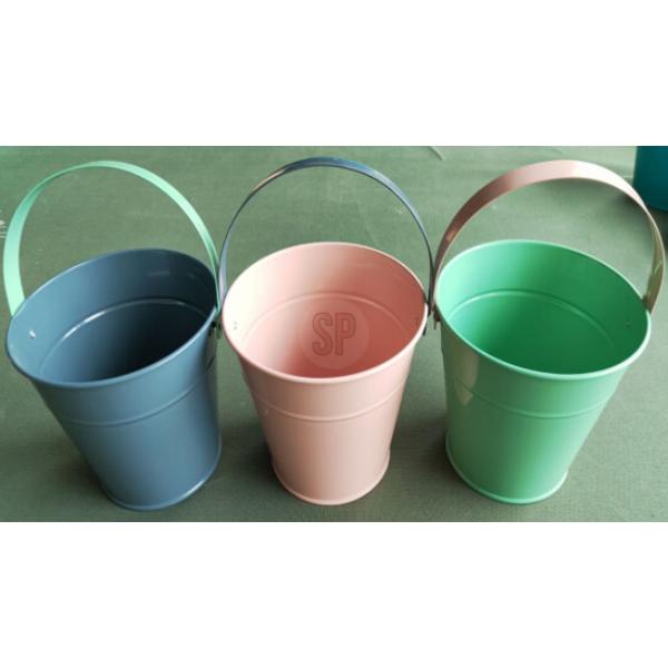 Childrens Steel Bucket with Handle In 3 Assorted Colours H13xD16cm