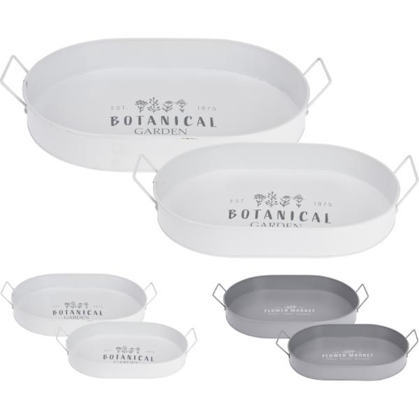 Garden Serving Tray With Handles Set Of 2 (2 Assorted Colours)