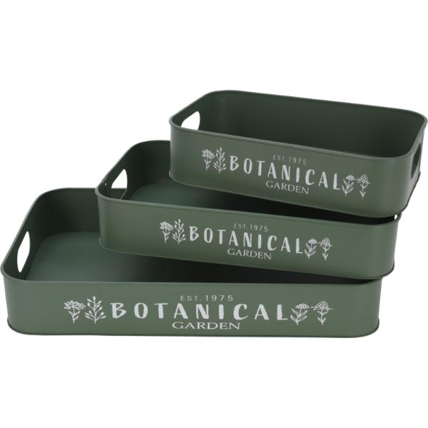 Green Garden Serving Tray Set Of 3 Green