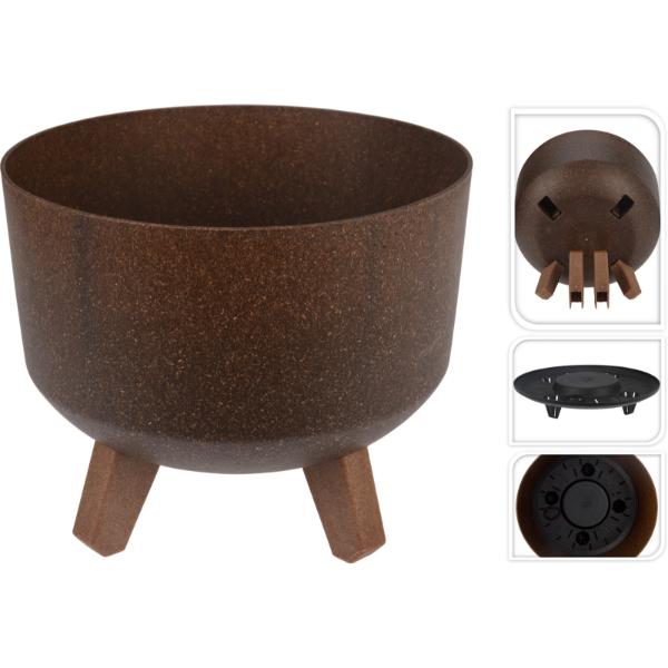 Flower Pot On Legs 23.8 x 18.7cm Brown