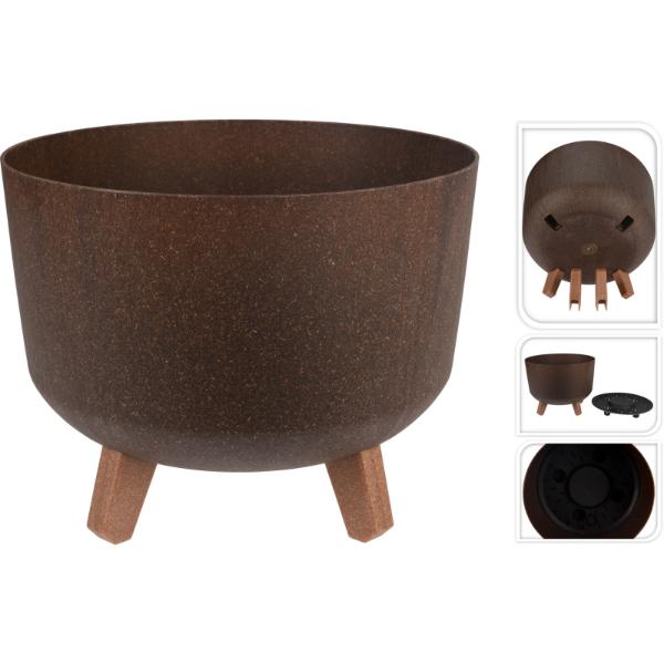 Flower Pot On Legs 29 x 22cm Brown
