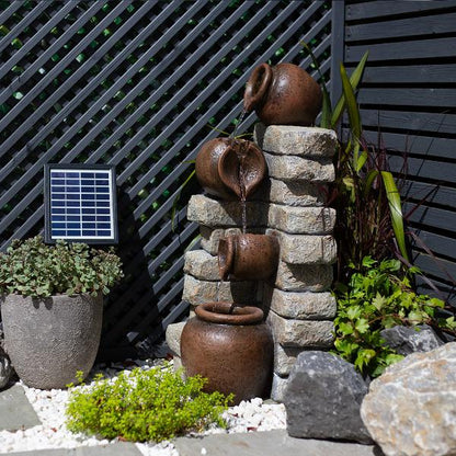 Cotswold Pours Solar Waterfall Fountain with LEDS