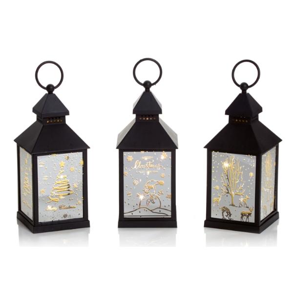 24cm Battery Operated Mirror Finish Lantern