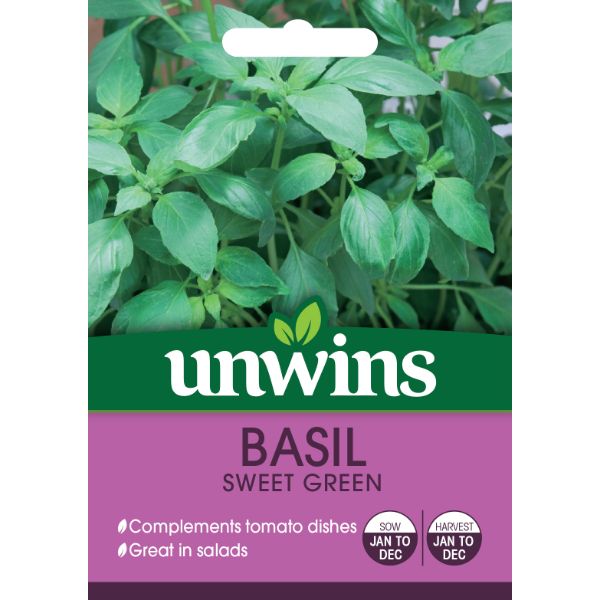 Unwins Seed Packet Herb Basil Sweet Green
